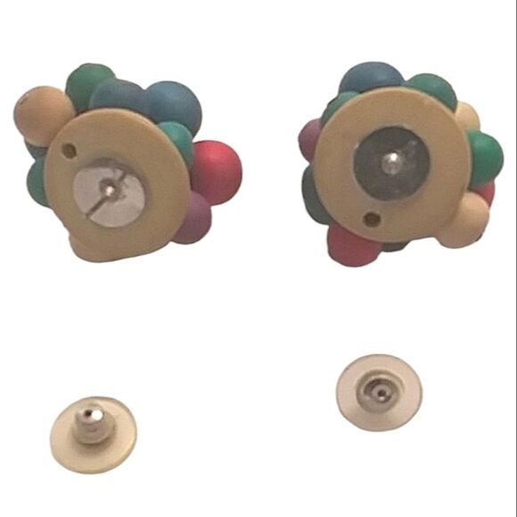 Earrings 80s to 90s Vintage Retro Colorful Wooden Beads Toy ish Playful … - Picture 4 of 6